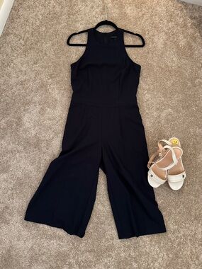 Sleeveless Navy Wide-Leg Jumpsuit